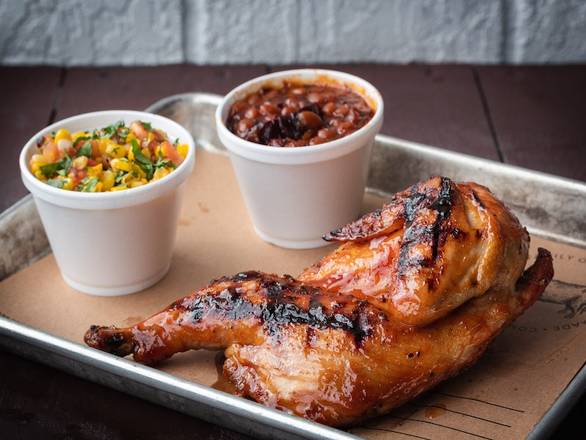 Order 1/2 Smoked Chicken + 2 Sides food online from 4 Rivers Smokehouse - UCF store, Orlando on bringmethat.com