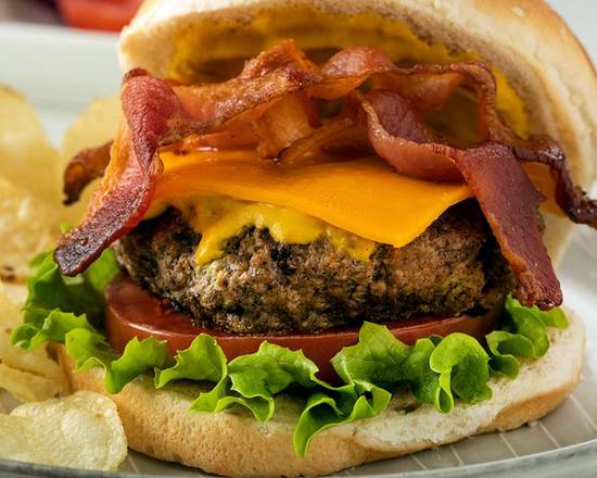 Order Bacon Cheese Burger food online from Asana Cafe store, Tulsa on bringmethat.com