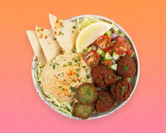 Order Falafel Hummus Bowl food online from Mediterranea Rice Bowls store, Forest Hills on bringmethat.com