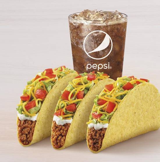 Order 3 Supreme Crunchy Tacos Combo food online from Taco Bell store, Coral Springs on bringmethat.com