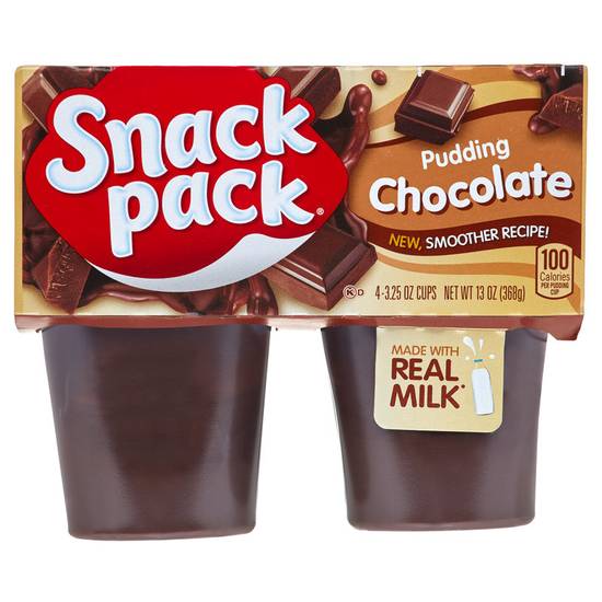Order Snack Pack Chocolate Pudding 4ct food online from Everyday Needs by Gopuff store, St. Petersburg on bringmethat.com