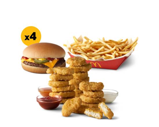 Order 4Cheeseburgers 20 McNugget & Basket of Fries Bundle food online from Mcdonald® store, ROGERS on bringmethat.com