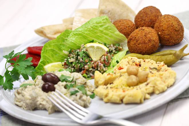 Order Veggie Combo Plate food online from Z Falafel store, Los Angeles on bringmethat.com