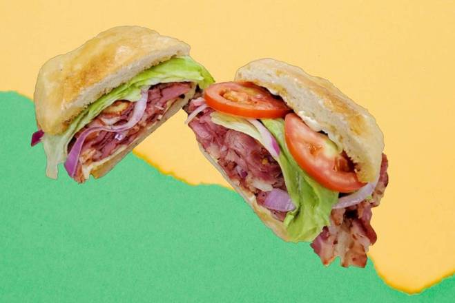 Order Pastrami & Cheese Sandwich food online from USA Donuts store, Los Angeles on bringmethat.com