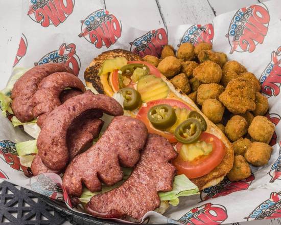 Order Hot Sausage PoBoy food online from Omg Seafood To Go store, Houston on bringmethat.com