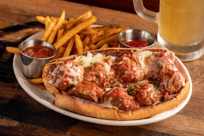 Order Spicy Meatball Parmesan food online from Twin Peaks Restaurant store, Oakbrook Terrace on bringmethat.com