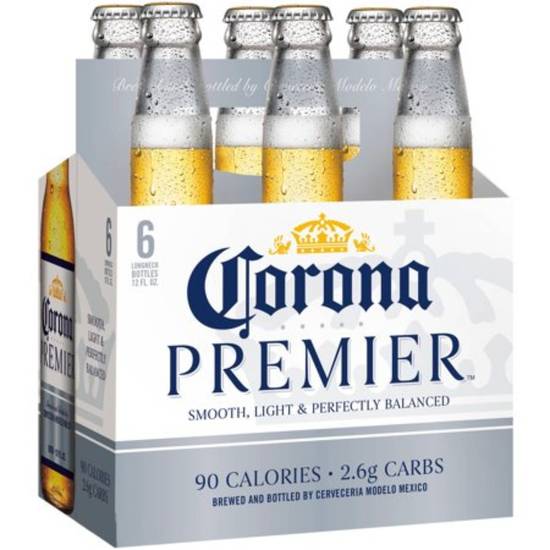 Order Corona Premier Mexican Lager Light Beer Bottles 12 fl oz-sixpack food online from Rocky Liquor store, Claremont on bringmethat.com