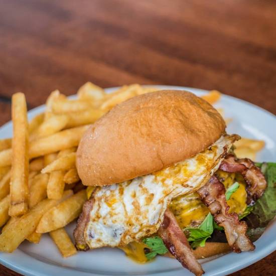 Order Cheeseburger with Egg food online from The Great Room Cafe store, Redondo Beach on bringmethat.com