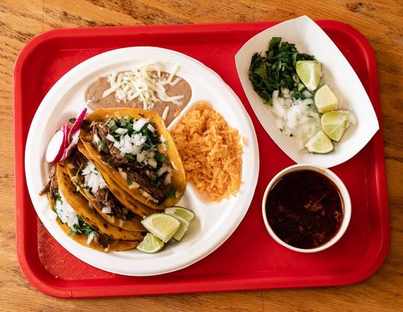 Order Tacos De Birria (3 Pcs) food online from Colonial Market and Restaurant store, Minneapolis on bringmethat.com