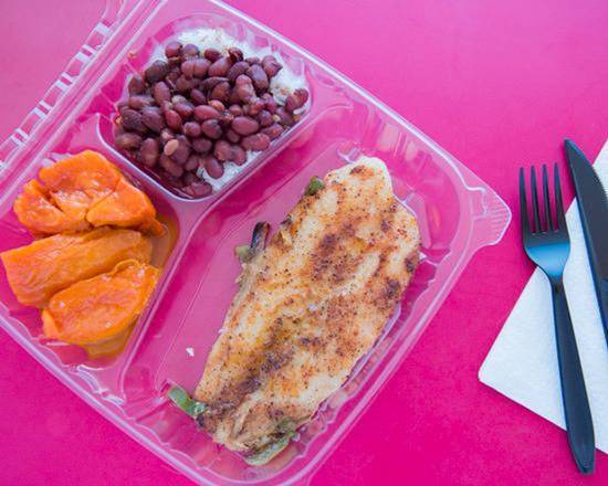 Order Regular Plate Baked Fish food online from Lena Soul Food Cafe store, Oakland on bringmethat.com