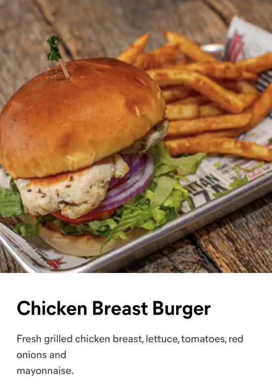 Order Chicken Breast Burger food online from Manhattan Pizza store, Fairfax on bringmethat.com