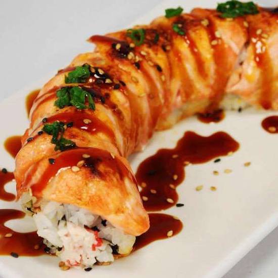 Order 03.Baked Salmon Roll food online from Fuji Revolving Sushi Bar store, Cypress on bringmethat.com