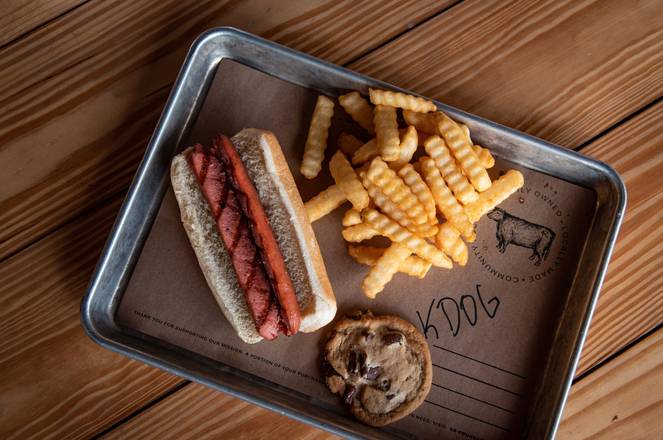 Order Kids Hot Dog + 1 Side food online from 4 Rivers Smokehouse - UCF store, Orlando on bringmethat.com