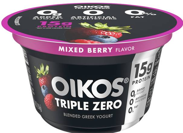 Order Oikos Triple Zero Mixed Berries  food online from Fresko Market store, Miami on bringmethat.com