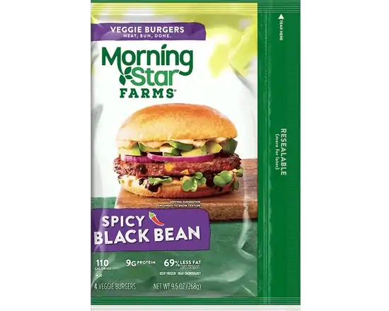 Order Morning Star Spicy Black Bean Burger 9.5 Oz  food online from Fresko Market store, Miami on bringmethat.com