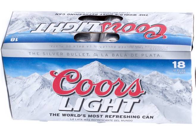 Order Coors Light - 18 Pack Cans food online from Santa Monica Liquor store, Santa Monica on bringmethat.com