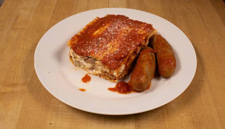 Order 4-Cheese Lasagna Dinner with Sausage food online from Amato's store, Portland on bringmethat.com