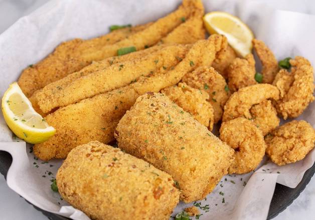 Order Fish (2 pcs) and Shrimp (8 pcs) food online from Omg Seafood To Go store, Houston on bringmethat.com