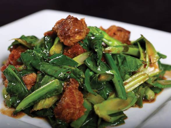 Order Crispy Pork with Chinese Broccoli food online from Thai By Sushi On Fire store, Fountain Valley on bringmethat.com