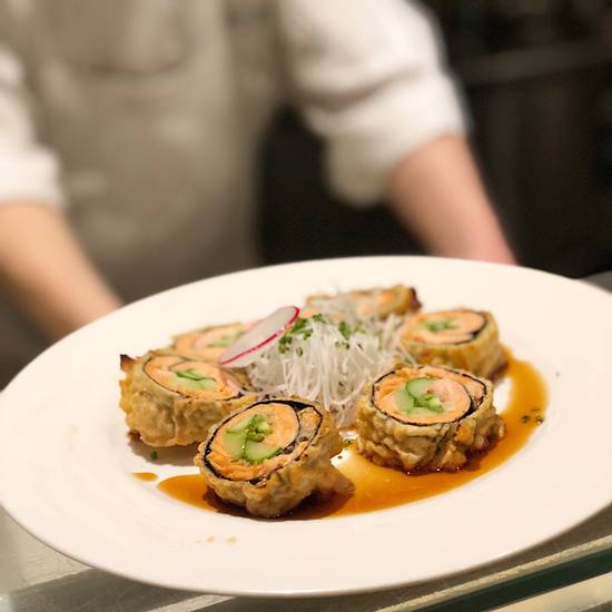 Order Salmon Tempura Roll  (Rice-Less Roll) food online from K-ZO Restaurant store, Culver City on bringmethat.com