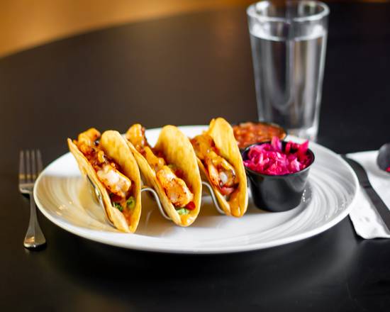 Order Shrimp Tacos (3 pcs) food online from Firehouse Restaurant store, Harrisburg on bringmethat.com