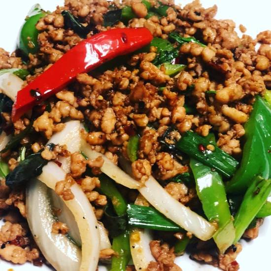 Order 45. Gra Prow Spicy Chili Basil  food online from Hot Thai Restaurant store, Los Angeles on bringmethat.com