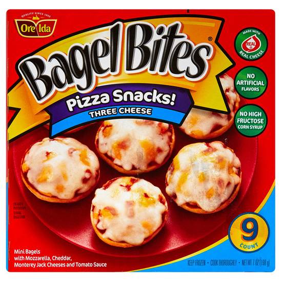 Order Bagel Bites Frozen Three Cheese Pizza Snacks 9ct 7oz food online from Everyday Needs by Gopuff store, Torrance on bringmethat.com