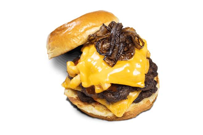 Order Kickin' Mac Attack Burger food online from $5 Burgers store, Cedar Falls on bringmethat.com