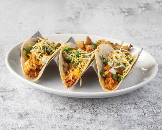 Order Breakfast Street Tacos (3 pcs) food online from Asana Cafe store, Tulsa on bringmethat.com