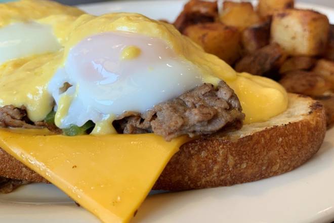 Order Philly Cheese Steak Benedict food online from Eggs Up Grill store, Greer on bringmethat.com
