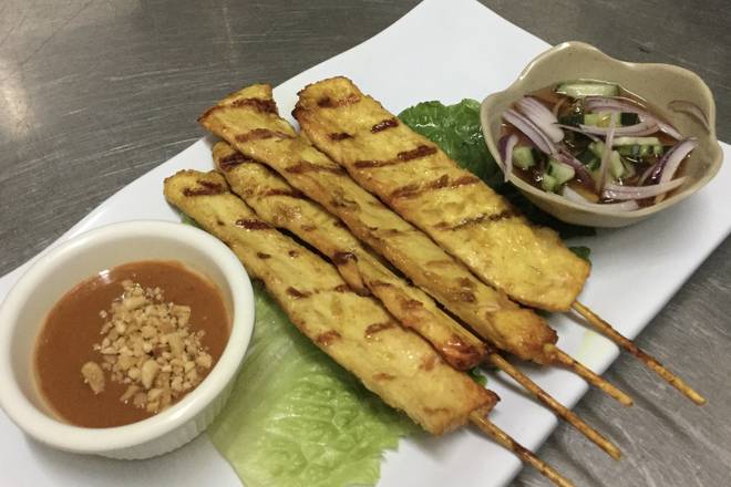 Order Chicken Satay Skewers food online from Sticky Rice Cafe store, Oakland on bringmethat.com