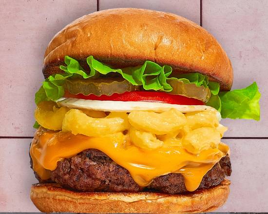 Order Two Cheesy Mac Burger food online from Whats Your Beef store, San Diego on bringmethat.com