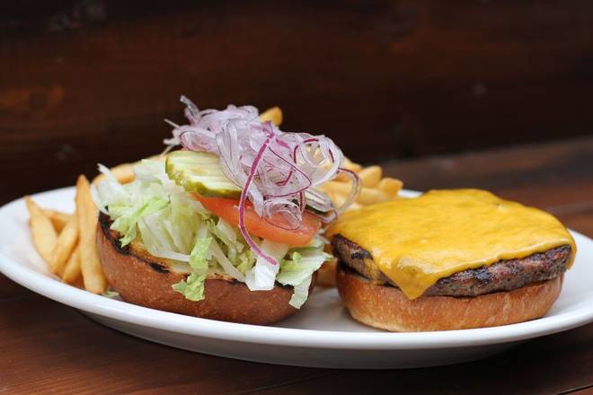 Order Cheeseburger* food online from Lazy Dog Restaurant & Bar store, Boca Raton on bringmethat.com