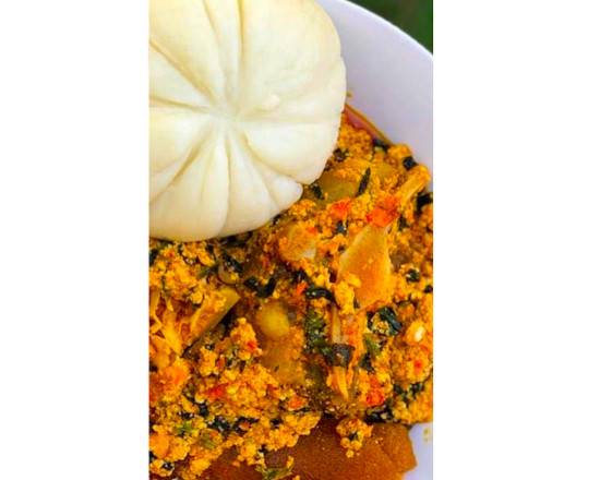 Order Egusi Soup, Meat (Beef), and Swallow food online from KAYS CUISINE RESTAURANT store, Atlanta on bringmethat.com