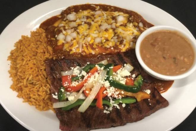 Order Steak & Enchilada Dinner food online from Hacienda Colorado store, Denver on bringmethat.com