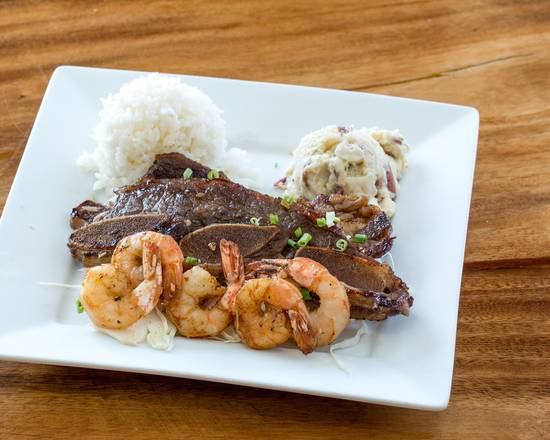 Order Poke Stop Surf & Turf Plate food online from Poke Stop store, Waipahu on bringmethat.com