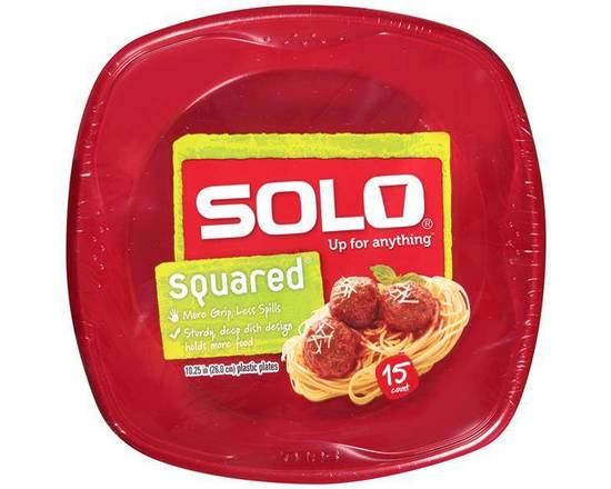 Order Solo Squared Plastic Plates (15 pk) food online from Trumbull Super Stop store, Trumbull on bringmethat.com