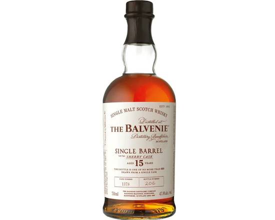Order The Balvenie 15 Years, 750mL whiskey (47.8% ABV) food online from Xtra Liquors & Wines store, WEST MIAMI on bringmethat.com