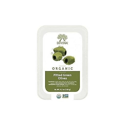 Order Divina Organic Pitted Green Olives 4.2oz food online from Everyday Needs by Gopuff store, Stockton on bringmethat.com