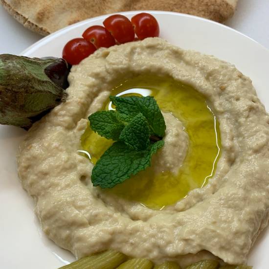 Order Baba Ghanoush & Pita Bread   VG,GF food online from Mediterraneaneat All With Olive Oil store, Dallas on bringmethat.com