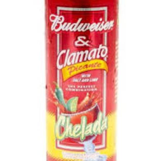 Order BUDWEISER CHELADA PICANTE 25oz CAN food online from Duke Liquor & Jr. Market store, Los Angeles on bringmethat.com