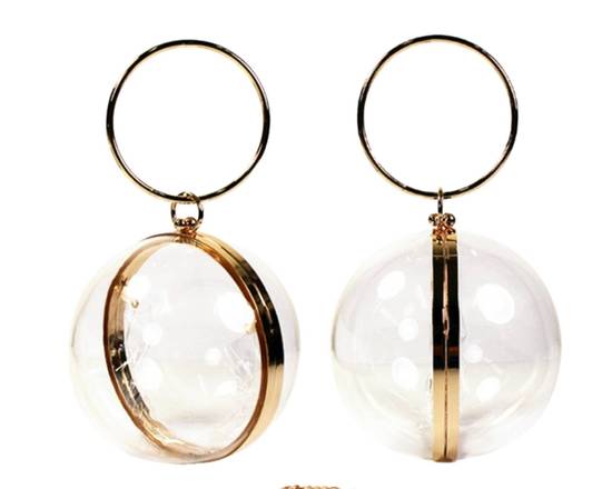 Order Circular Transparent Gold Clutch food online from HYPEGRL store, West Palm Beach on bringmethat.com