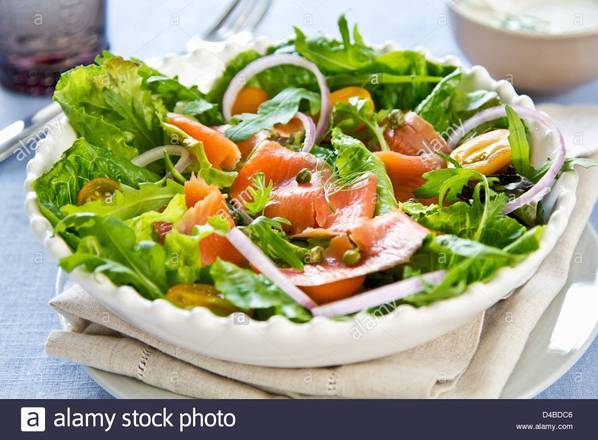Order SALMON SALAD food online from Amore Pizzeria store, Clearwater on bringmethat.com