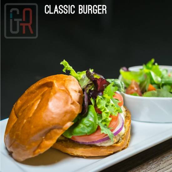 Order Classic Burger food online from The Great Room Cafe store, Redondo Beach on bringmethat.com