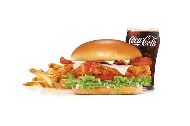 Order Hand-Breaded Bacon Swiss Chicken Sandwich Combo food online from Carl's Jr. store, Elk Grove on bringmethat.com