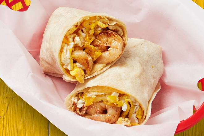Order Shrimp, Egg, & Cheese Burrito food online from Fuzzy's Taco Shop store, Beaumont on bringmethat.com
