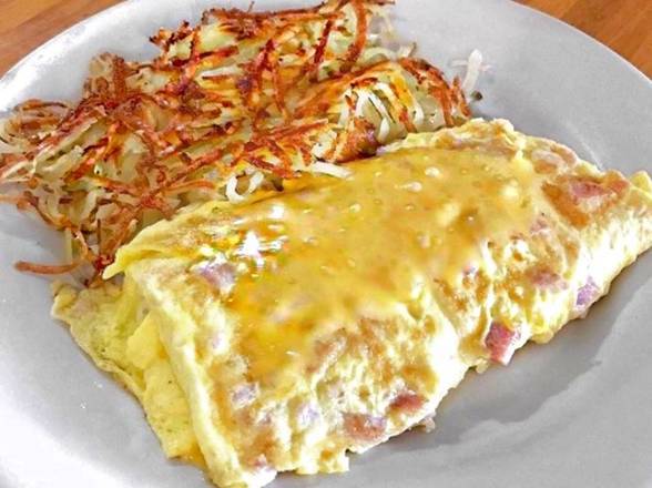 Order Meat Omelet food online from Zachary's Restaurant store, Cape Canaveral on bringmethat.com