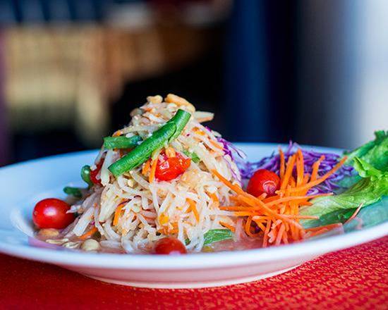 Order Papaya Salad-GF-Vegan food online from Emporium Thai Cuisine store, Los Angeles on bringmethat.com
