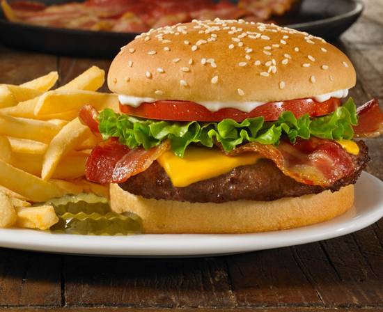 Order Applewood Smoked Bacon HuddleBurger® food online from Huddle House store, Cleveland on bringmethat.com