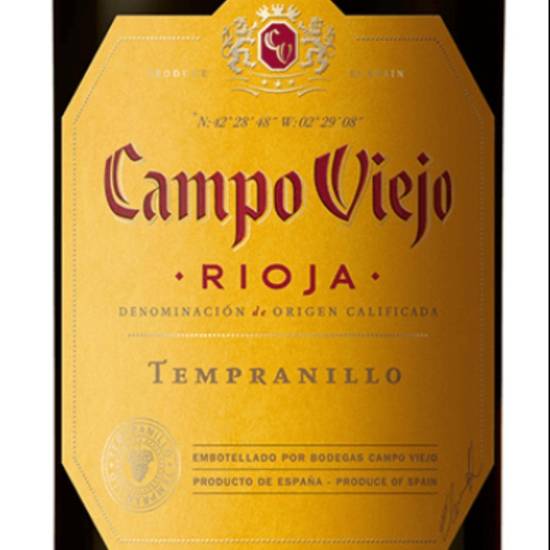 Order CAMPO VIEJO RIOJA TEMPRANILLO 750ML 13.5%ABV food online from Princess Liquors store, Port Saint Lucie on bringmethat.com
